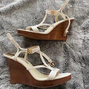 Authentic MIchael Kors White Leather Wedges